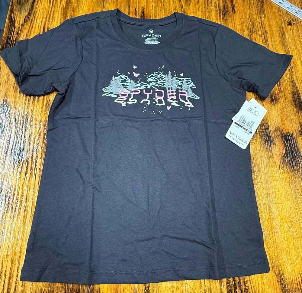 Spyder Graphic T-Shirt Size S Black Forest Mountain
